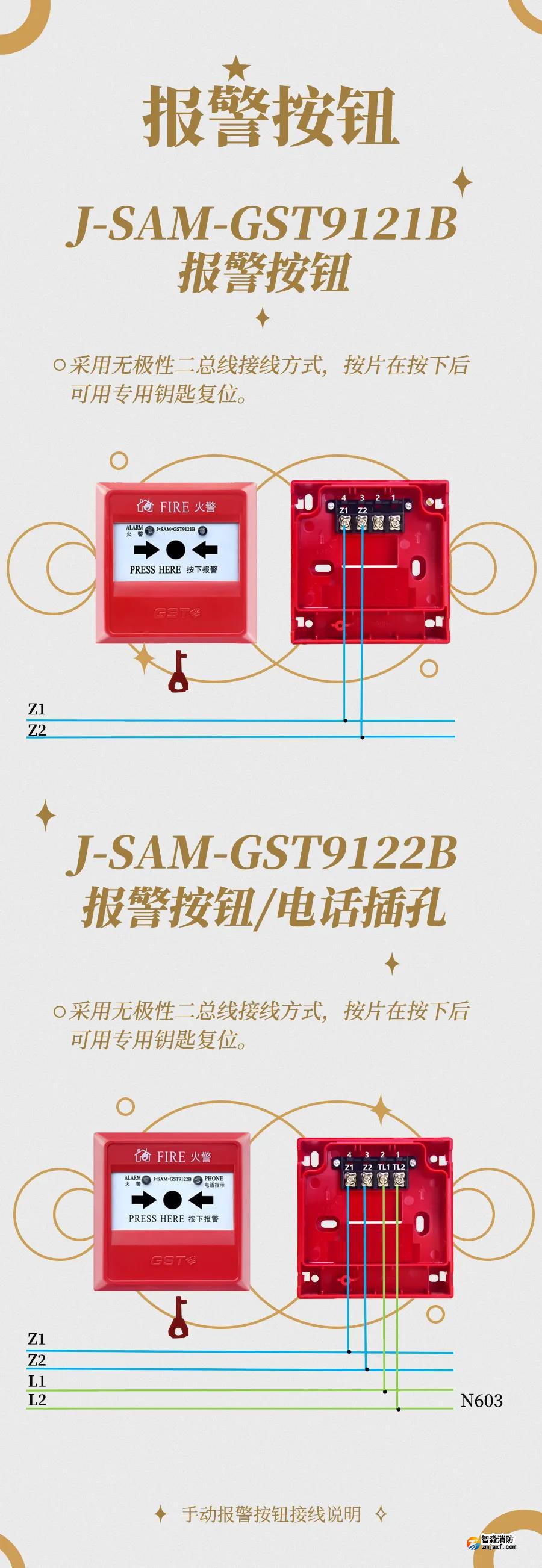 海灣火災自動報警系統(tǒng)技術指導——GST9121B手動報警按鈕接線說明 海灣火災自動報警系統(tǒng)技術指導——GST9121B手動報警按鈕接線說明